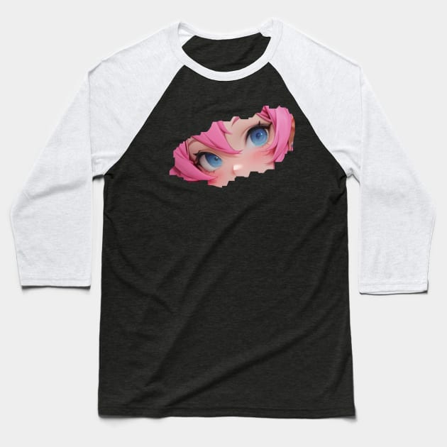 Anime Girl Lewd Eyes Baseball T-Shirt by stickercuffs